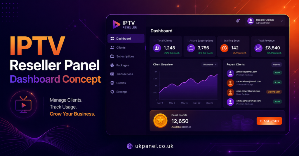 IPTV Reseller Panel Dashboard Concept