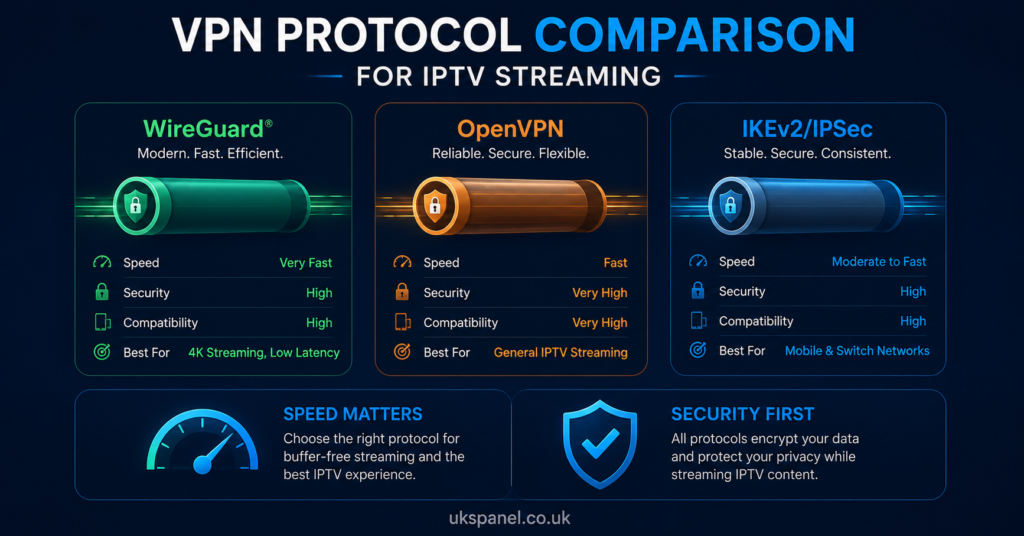 VPN Protocol Comparison for IPTV Streaming